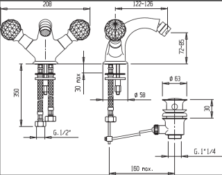 Смеситель для биде, хром Cezares ATLANTIS-BS1-01-Sw/M